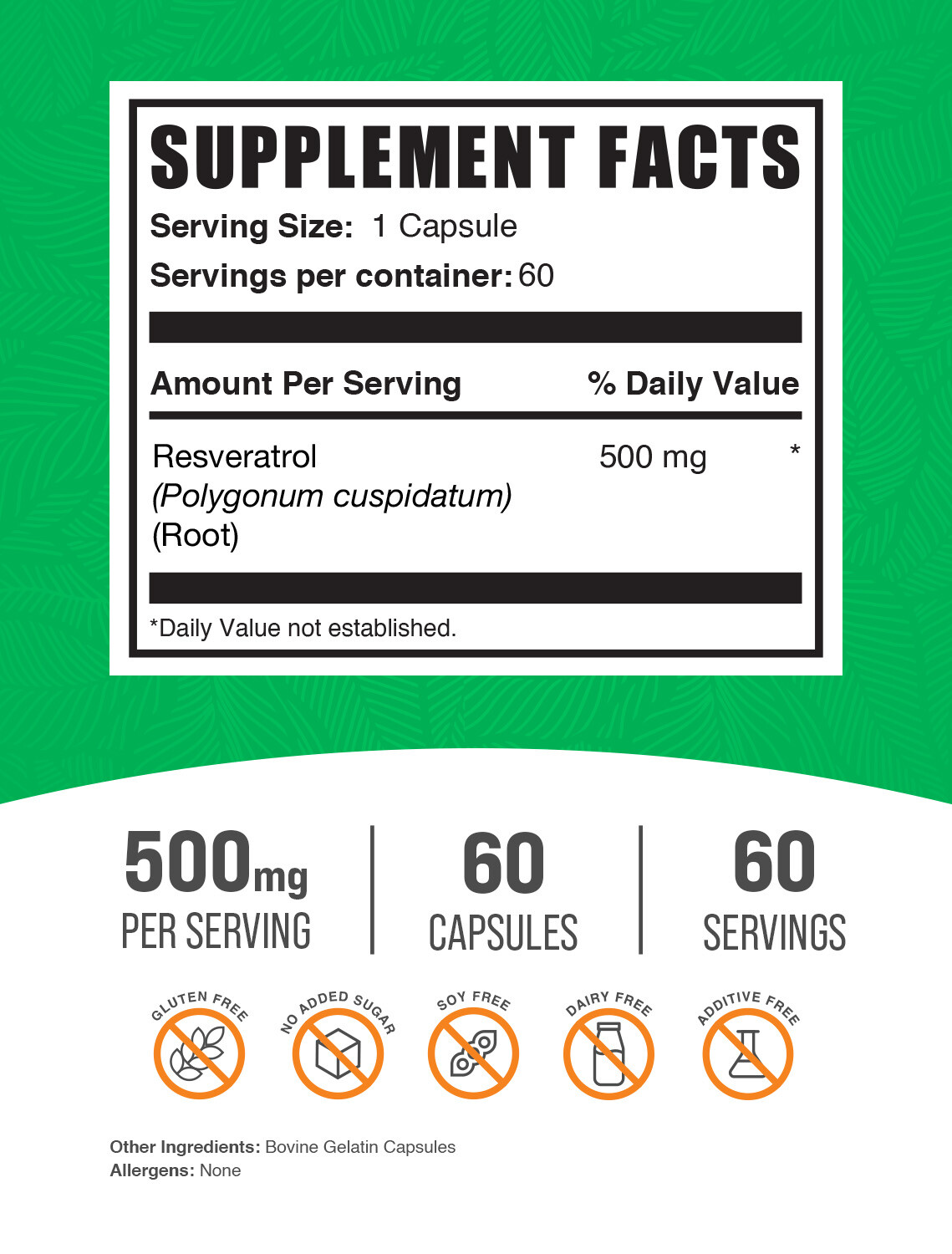 BulkSupplements Resveratrol 60, 500 mg Capsules – Anti-Aging Antioxidant