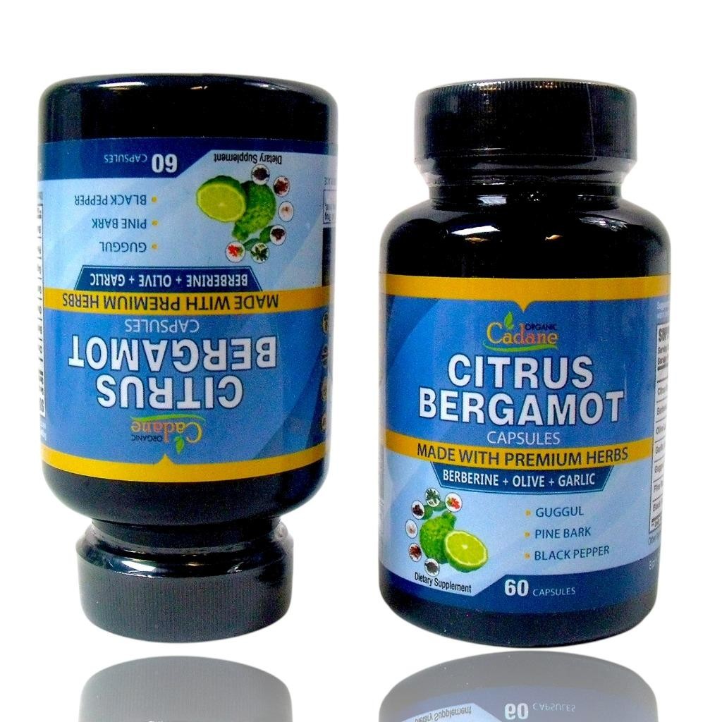 (4-Pack) Citrus Bergamot 60-Capsules Cholesterol Supplement Premium Herbs, 03/28