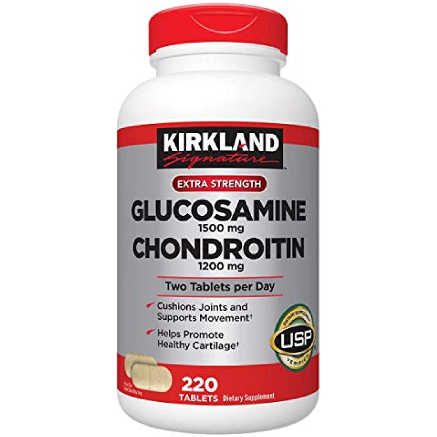 Kirkland Signature Extra Strength Glucosamine 1500mg/Chondroitin 1200mg, 220 Cou