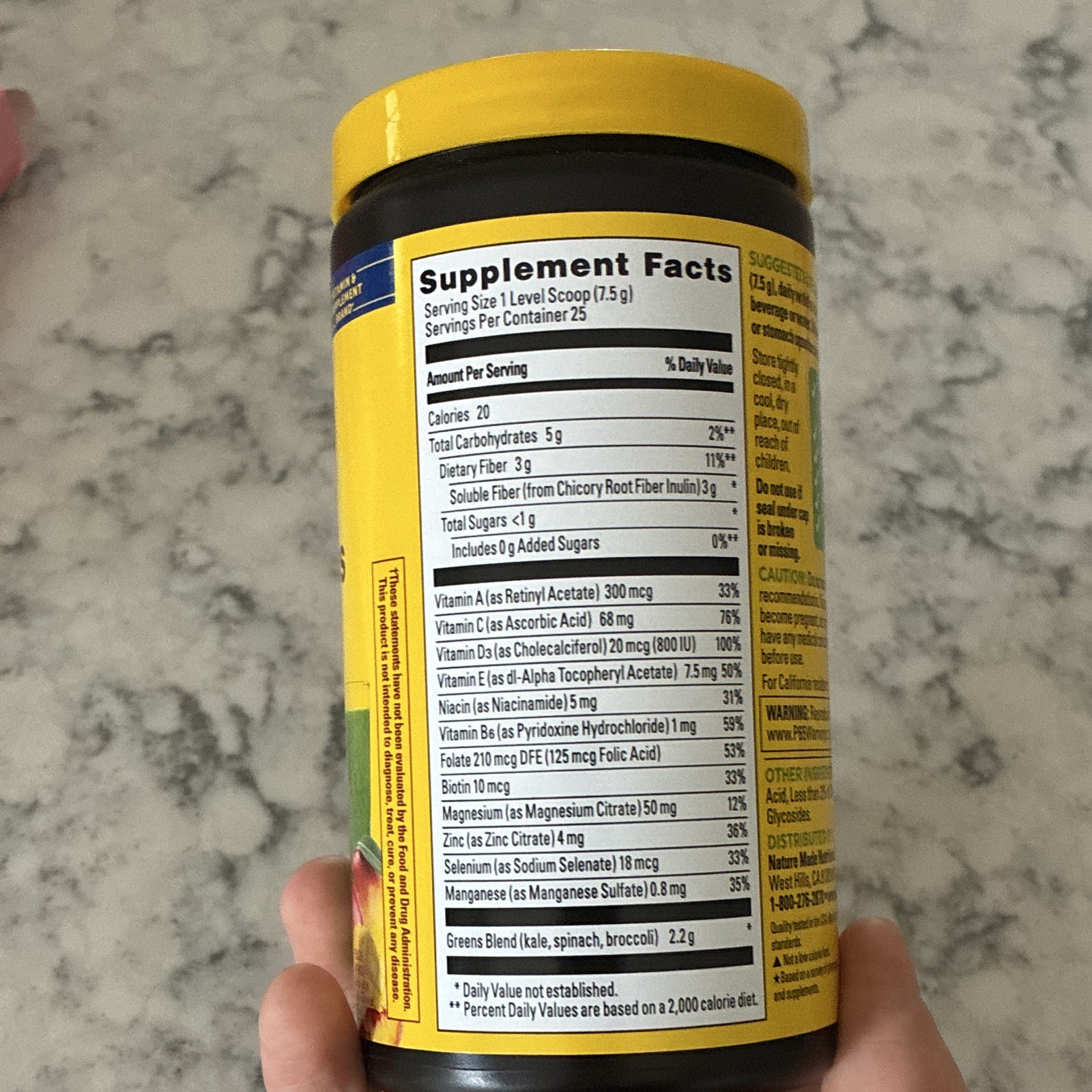 Nature Made SuperGreens Prebiotic Fiber Drink Mix Powder 6.61oz