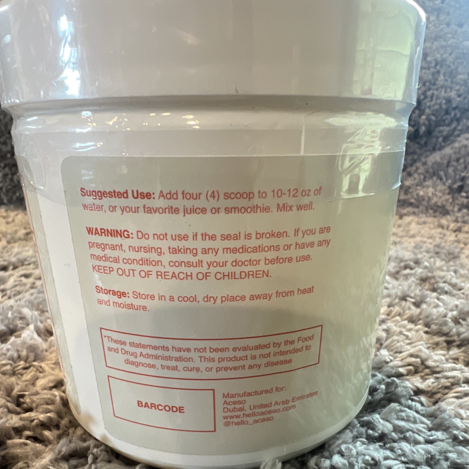 Aceso Colostrum Unflavored Powder Dietary Supplement 120g 4000mg Exp 12/2026