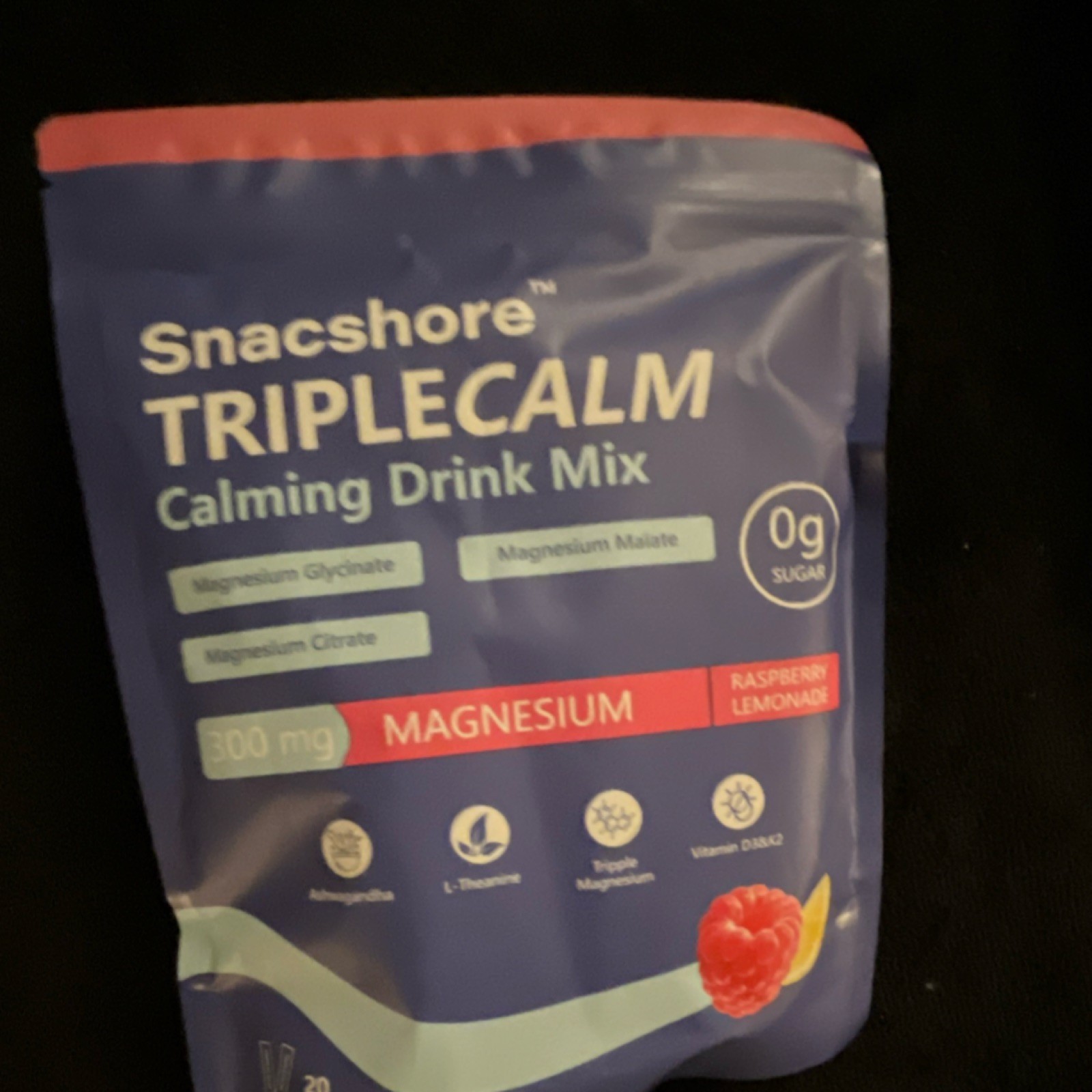 Snacshore Magnesium Drink Mix 300mg Sugar-Free Raspberry Lemonade