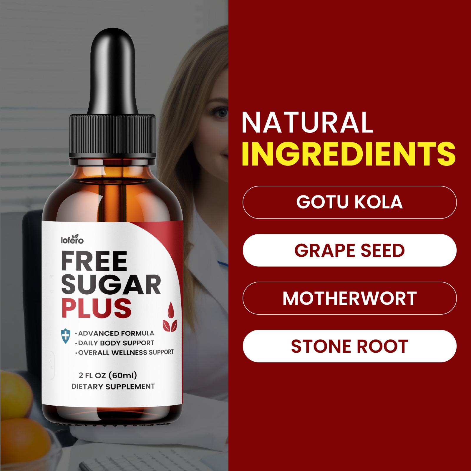 Free Sugar Plus Capsules, Blood Sugar Support & Optimizer Circulation (2oz)