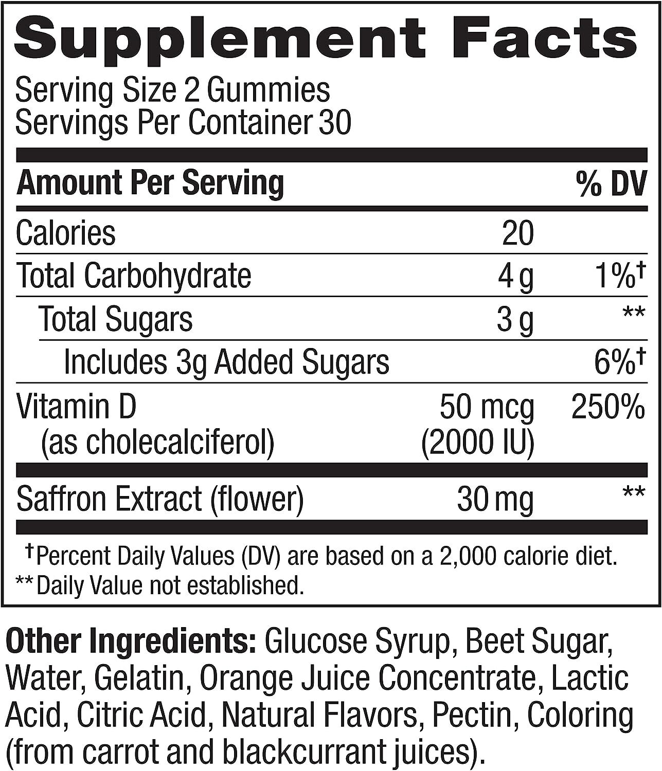 OLLY Hello Happy Gummy Worms, Mood Balance Support, Vitamin D, Saffron 60 Count