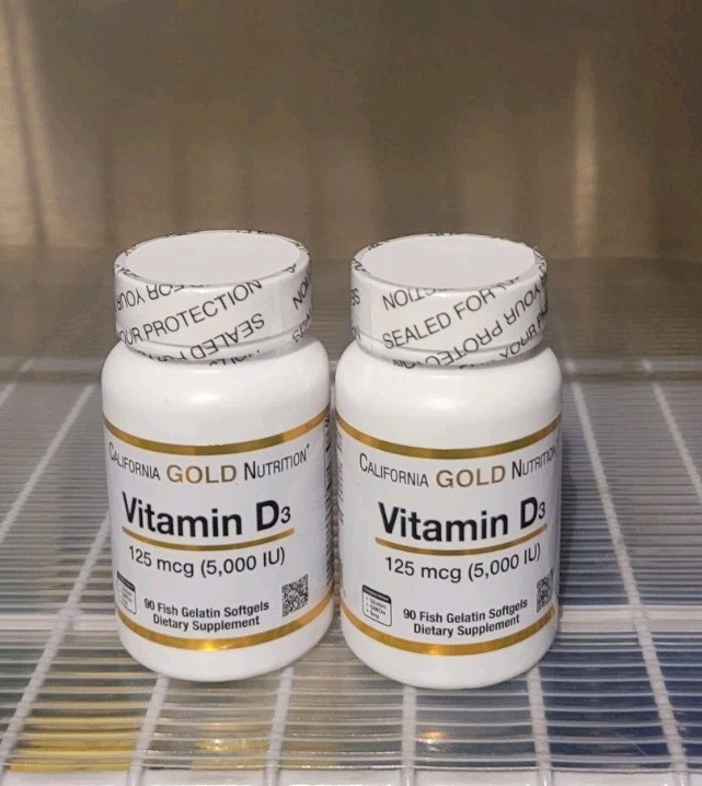California Gold Nutrition Vitamin D3 125 mcg 5000 IU 180 Softgels From 2 Bottles