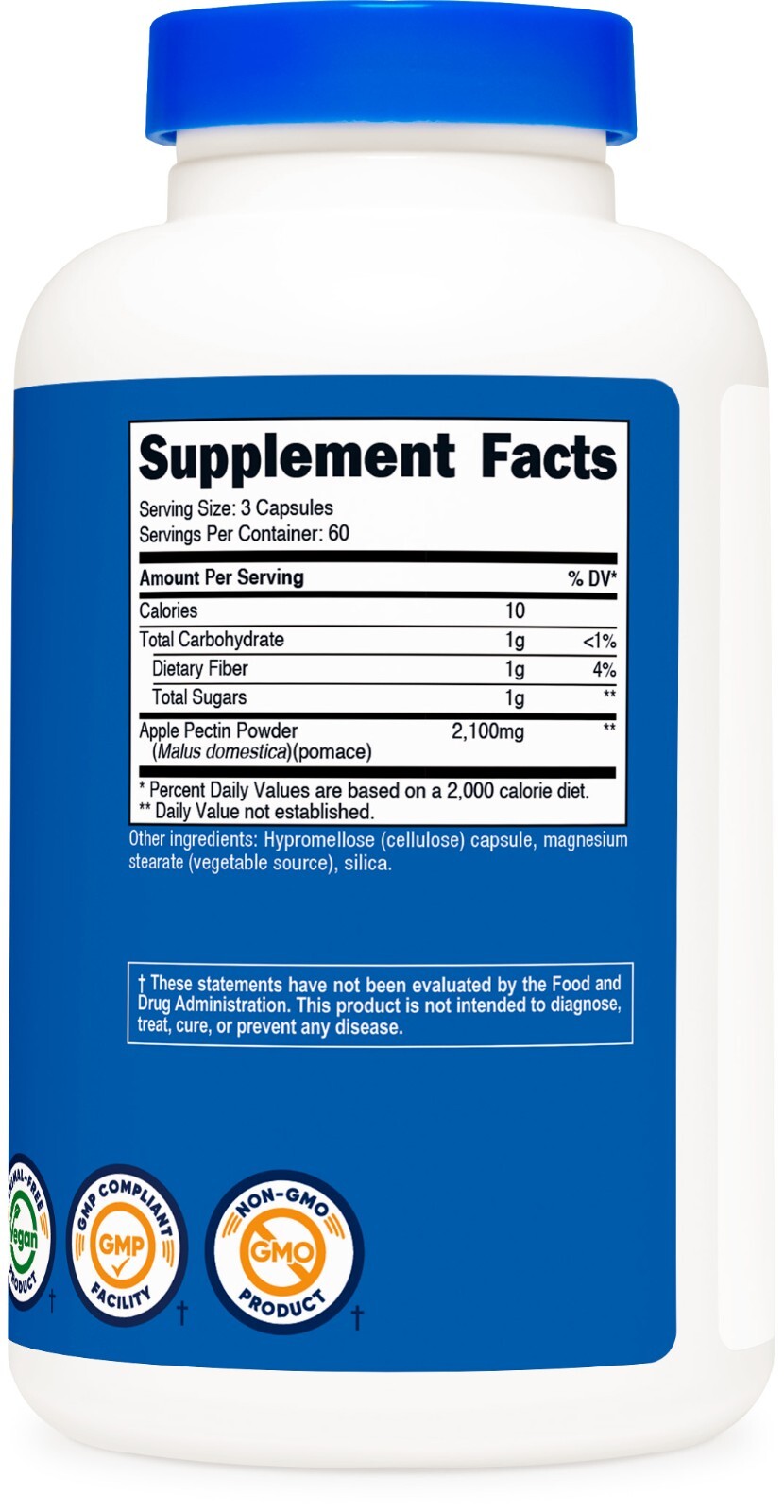 Nutricost Apple Pectin Capsules 2,100mg Per Serving, 180 capsules, 60 Servings