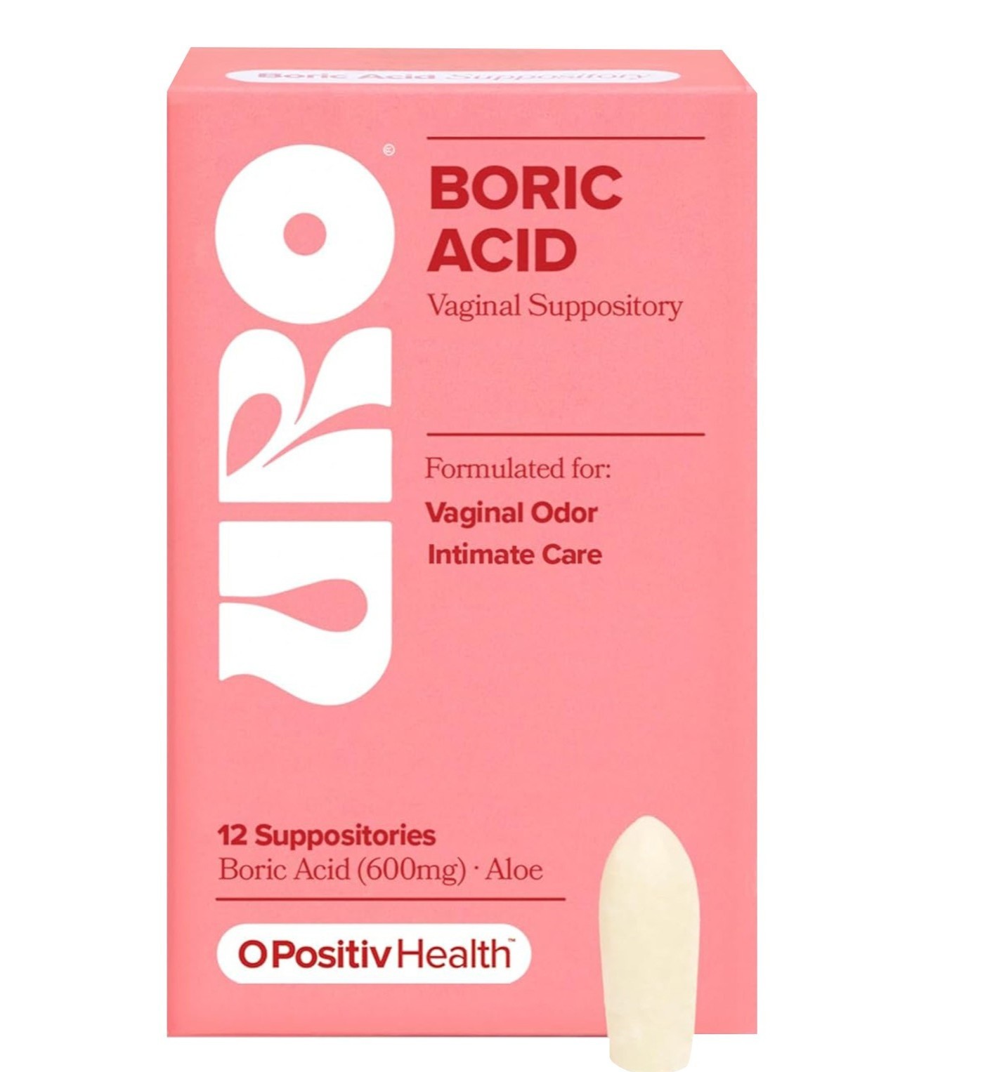 URO – Boric Acid Vaginal Support Acid & Aloe For Vaginal Odor, 12 Ct
