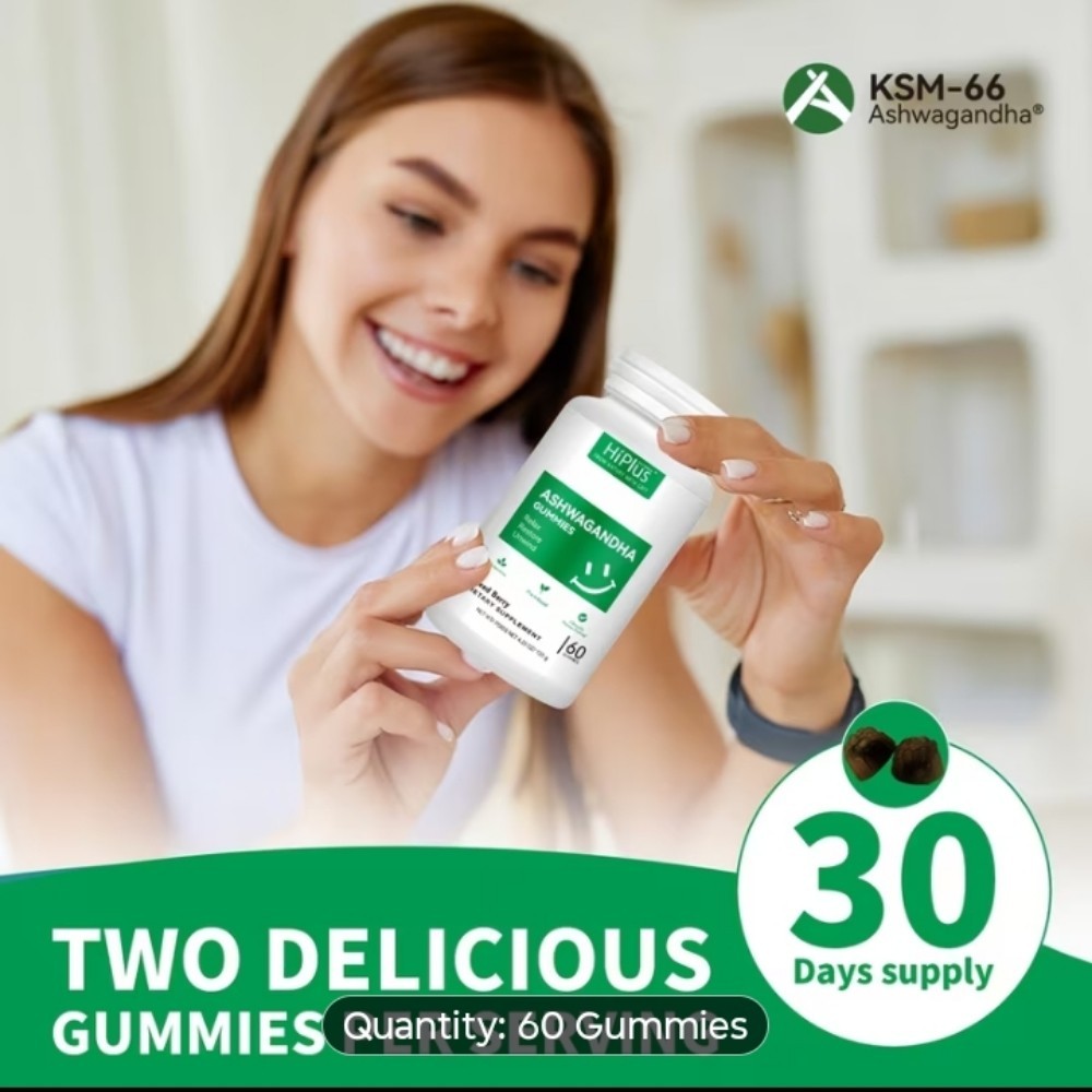 Hiplus Ashwaganda Ksm-66 Gummy 1 Bottle Mixed Berry For Sleep 💤 and Stres