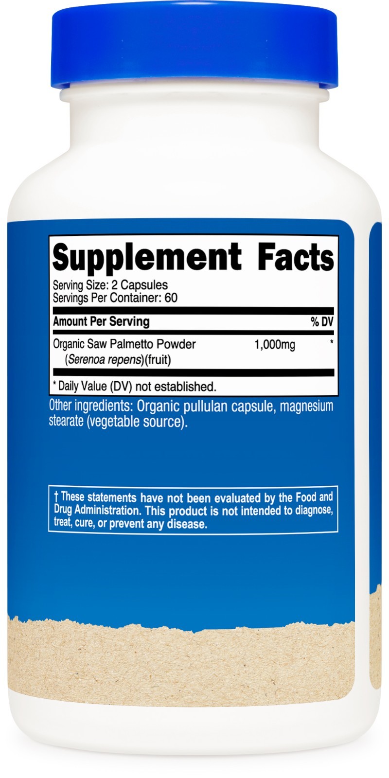 Nutricost Made with Organic Saw Palmetto 1000mg Per Serving, 60 Servs, 120 Caps