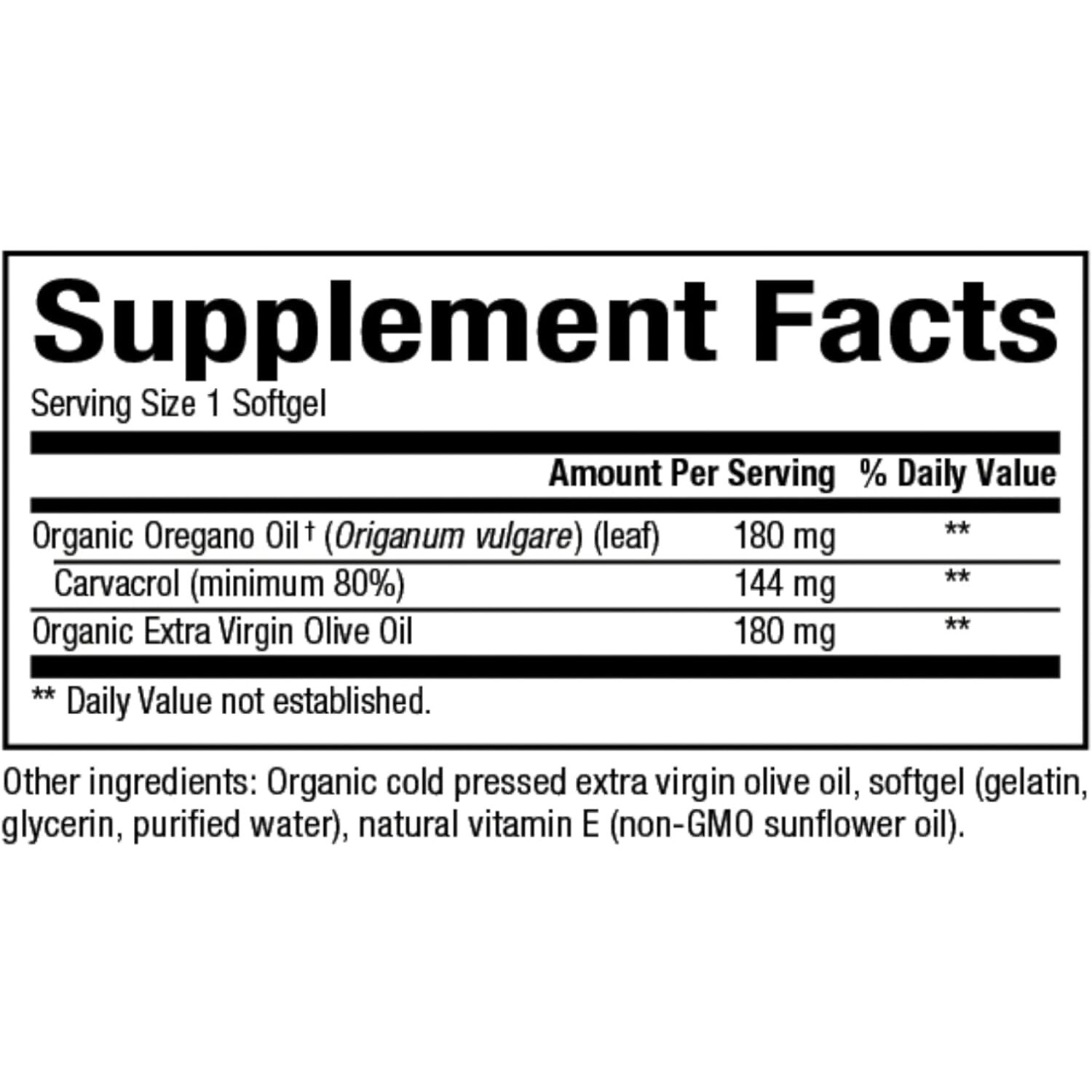 Natural Factors Oil of Oregano Minimum 80% Carvacrol 180 mg, 60 Softgels