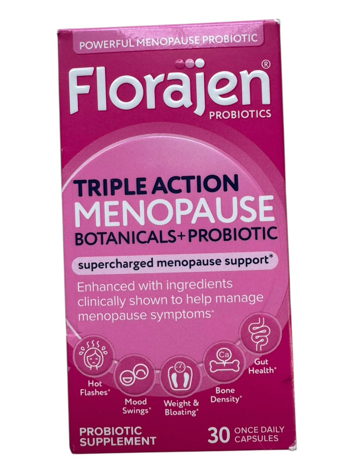 Florajen Triple Action Menopause Probiotic Capsules – 30 Count – Ex: 7/26