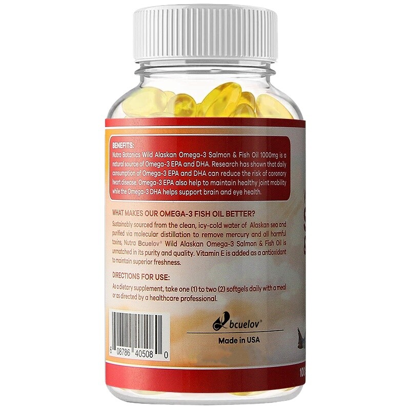 Omega 3 Fish Oil 1000mg Caps 180mg EPA 120mg DHA with Vitamin E 30/60/120Caps