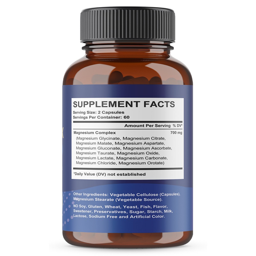 Magnesium 12 In 1 Complex Capsules Support Heart Bone Muscle Health 30-120 Pills