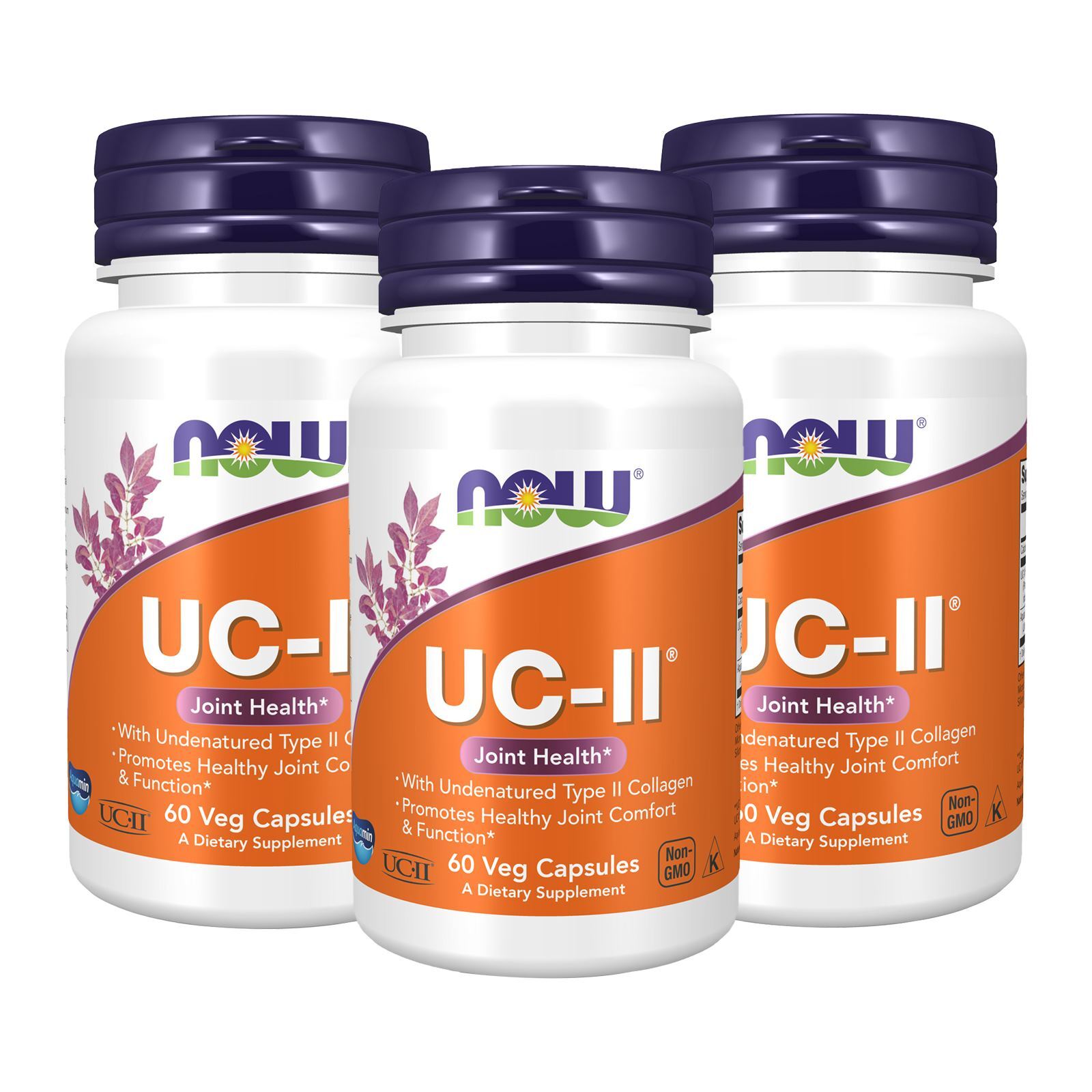 3 x NOW UC II Type II Collagen with Undenatured Type II Collagen 60 Veg Caps