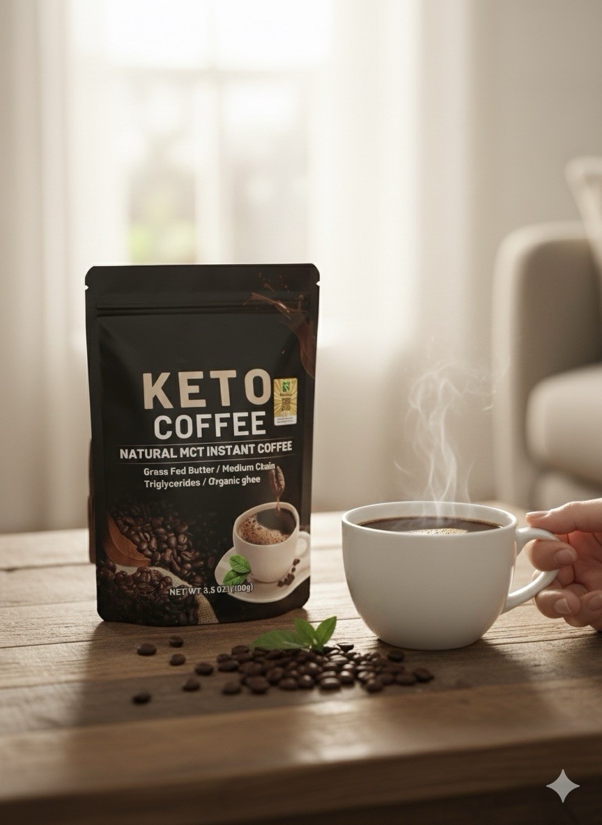 Keto Coffee Natural MCT Instant Coffee Grass Fed Butter & Ghee Blend 100g Pouch!