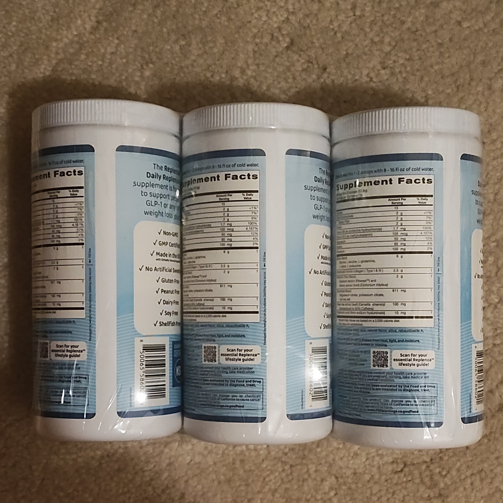 Replenza GLP-1 Support Daily Replenisher Zero Sugar Mixed Berry Powder 3pk