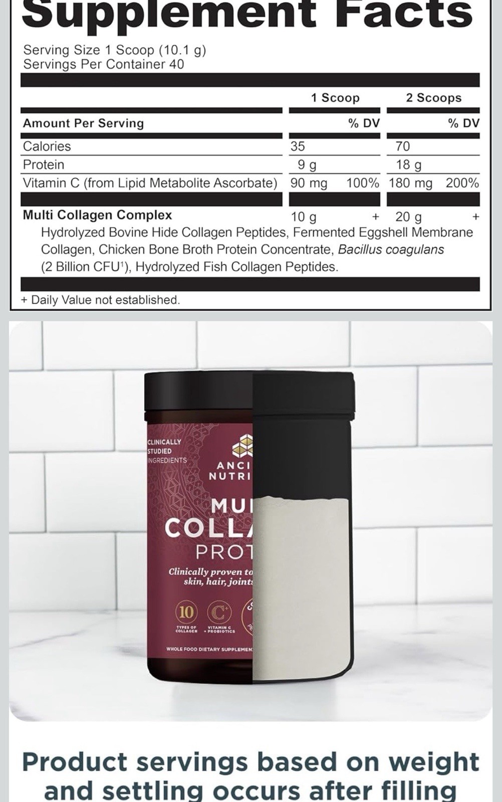 Ancient Nutrition Multi Collagen Peptides Powder Probiotics Unflavored 14.3oz