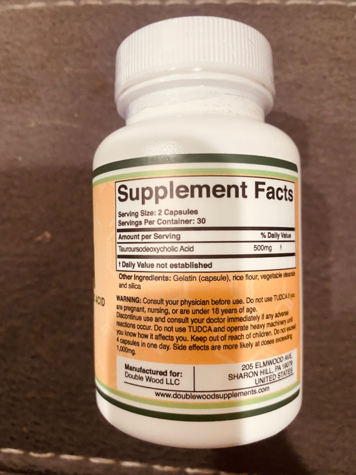 Double Wood Supplements TUDCA 500mg Liver Health Unflavored 60 Capsules