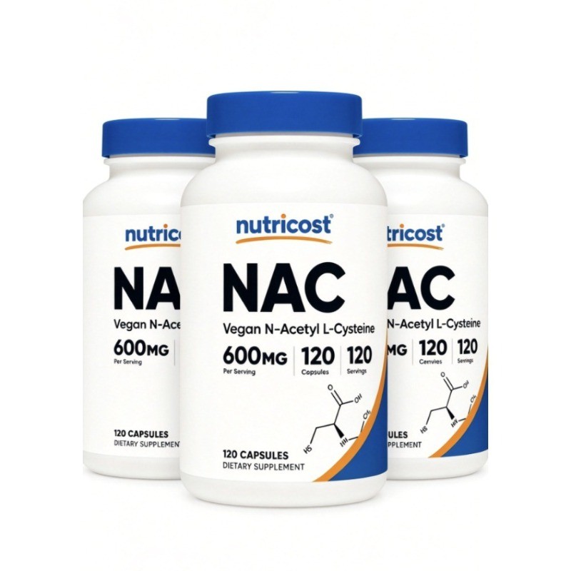 3pack-Nutricost NAC 600mg N-Acetyl L-Cysteine Liver Antioxidant Support 120 Caps