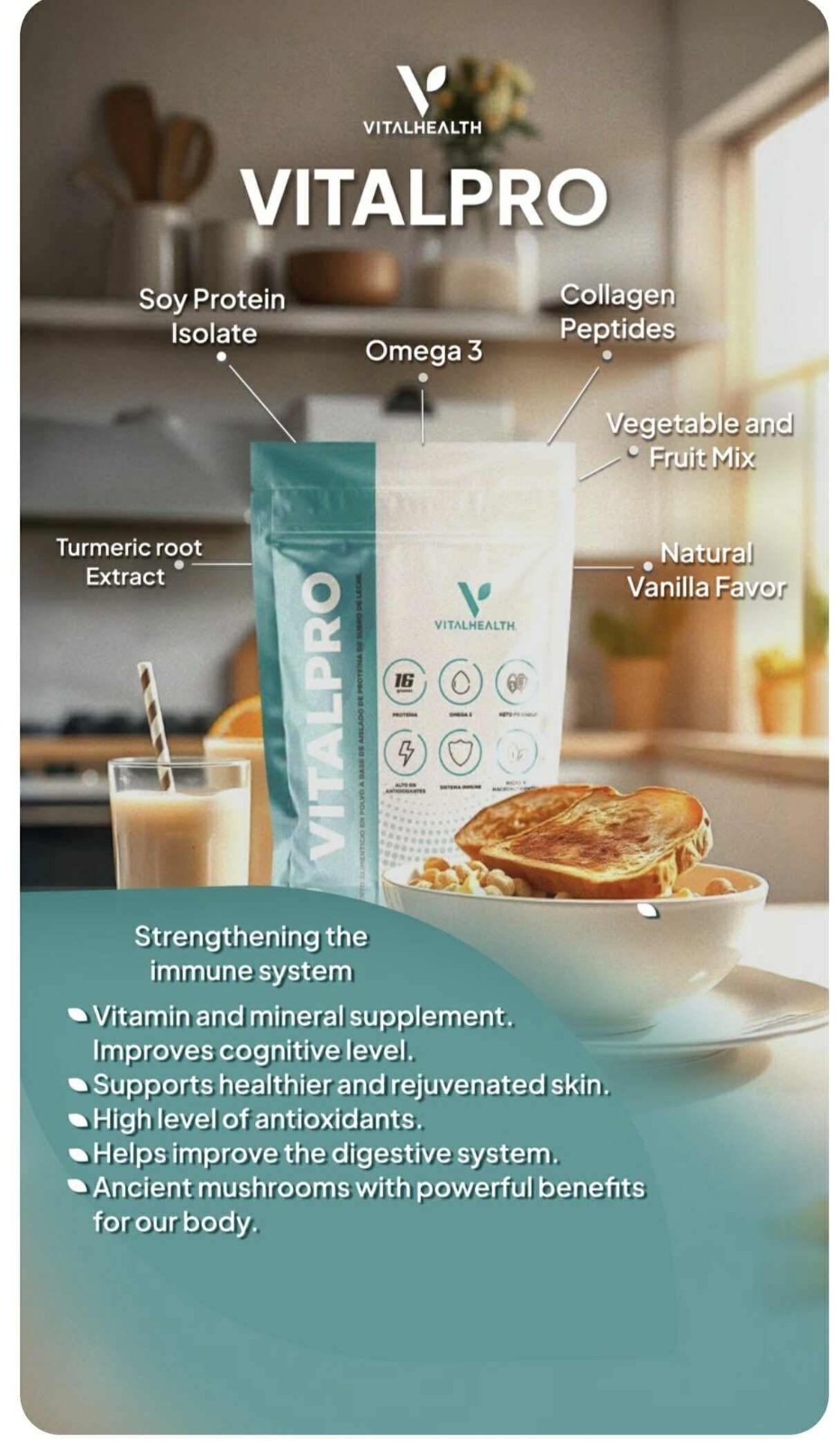 VitalHealth Powdered VitalPro Multivitamin Dietary Supplement Keto-Friendly
