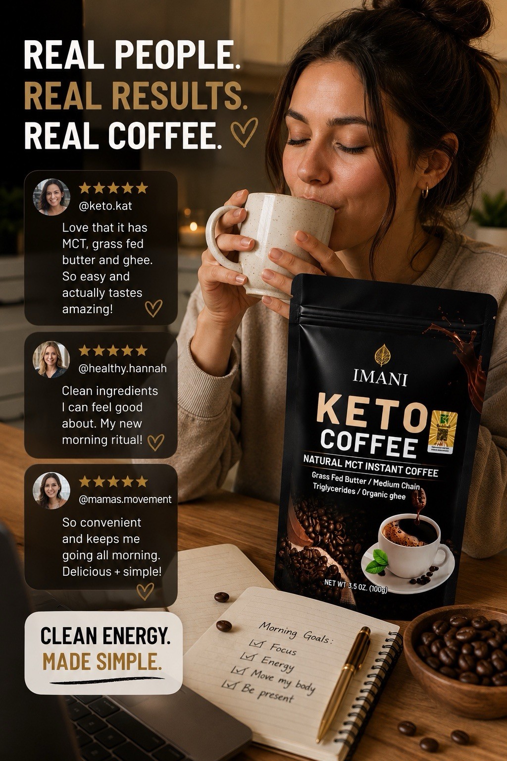Keto Coffee Natural MCT Instant Coffee Grass Fed Butter & Ghee Blend 100g Diet