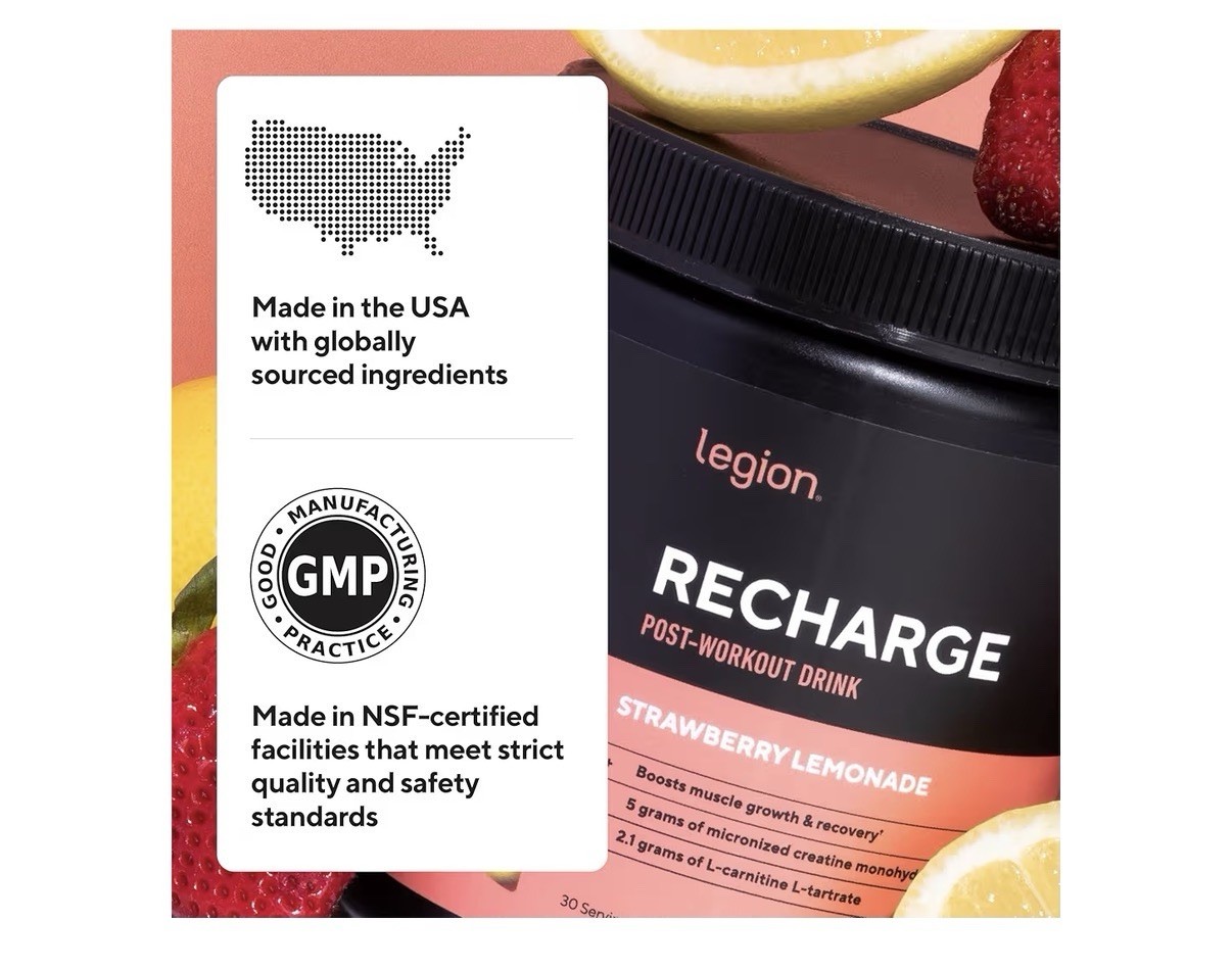 LEGION Recharge Post Workout Creatine Powder Strawberry lemonade Muscle Growth