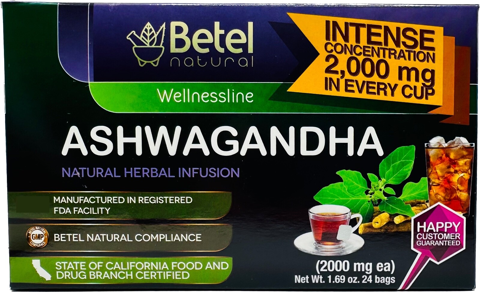 Betel Natural Premium Ashwagandha Tea Relax Your Day Away – 24 Tea Bags