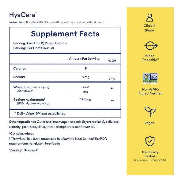 Ritual HyaCera – Daily Skin Hydration Supplement – 30 Vanilla Capsules