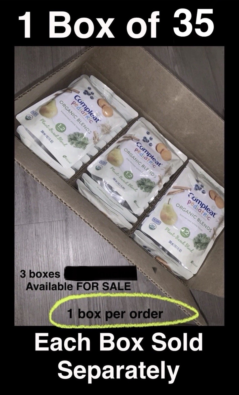 Compleat Pediatric Organic Blends Plant Base Blended Tube Feeding – 1 BOX of 35