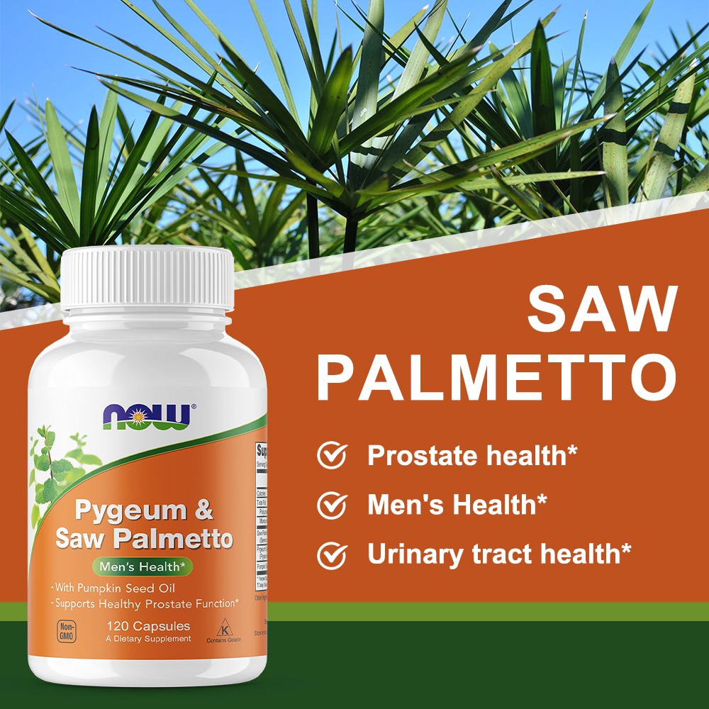 Pygeum Saw Palmetto Supplement with Pumpkin Seed Oil Men’s Health 120 Capsules