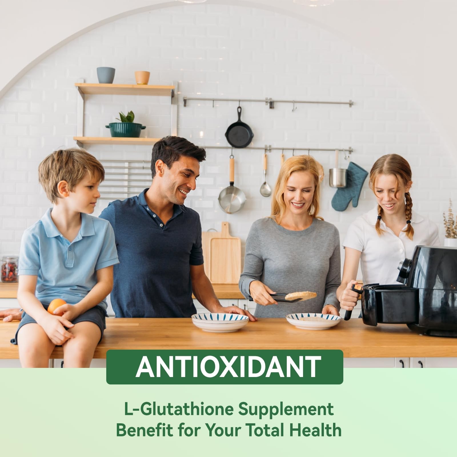 Glutathione Supplement 1000mg Antioxidant 60 Count (Pack of 1), Green
