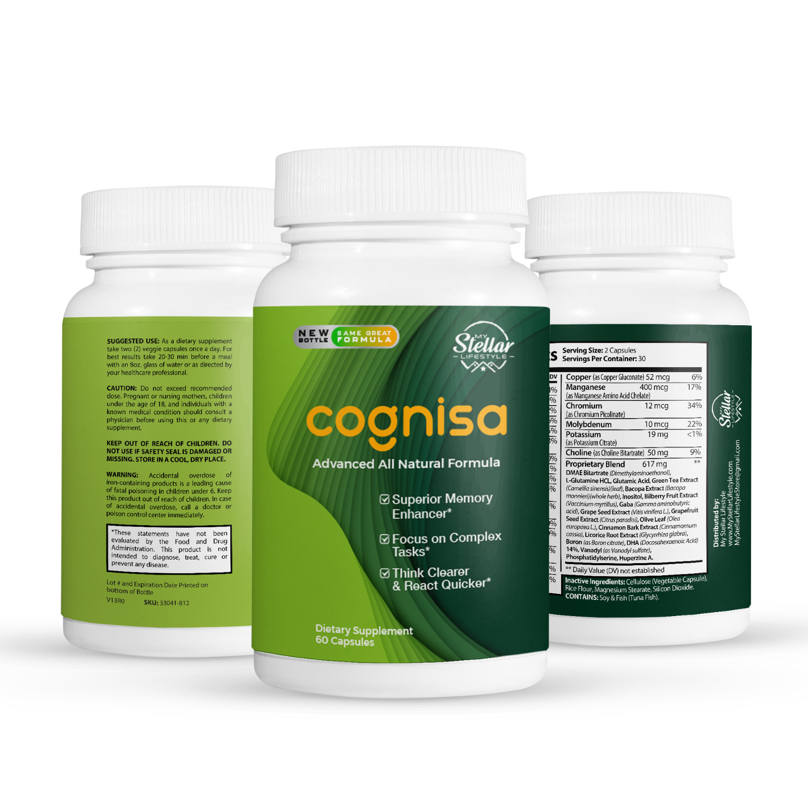 5 Pack Cognisa, support memory and focus-60 Capsules x5