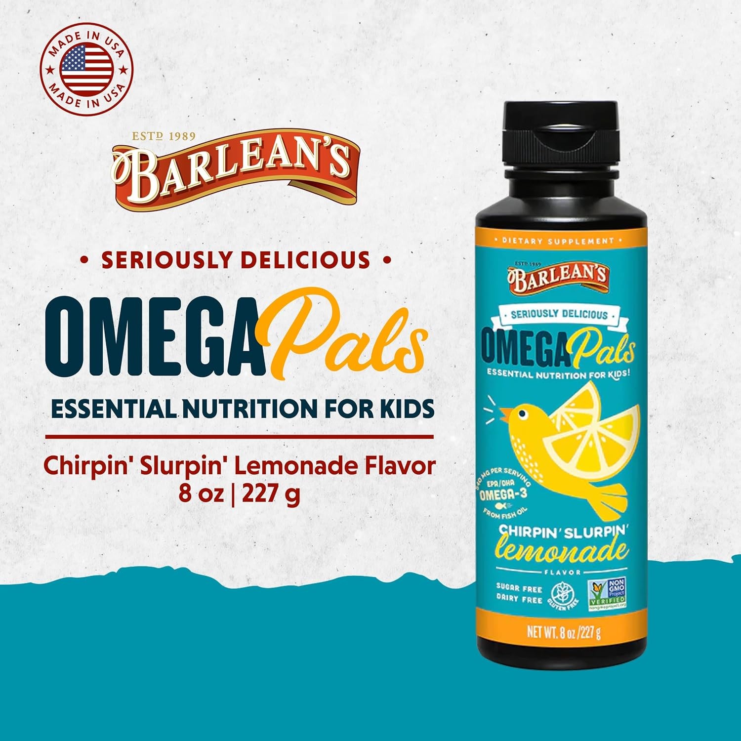 Omega 3 Fish Oil Supplement for Kids w/ Delicious Smoothie Taste (8oz)