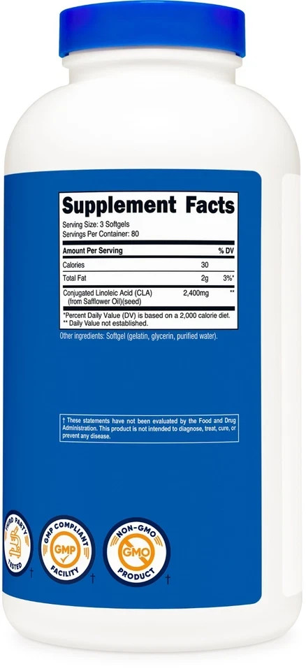 Nutricost CLA 800mg Servings, 240 Softgels – Gluten Free, Non-GMO exp: 12/2026