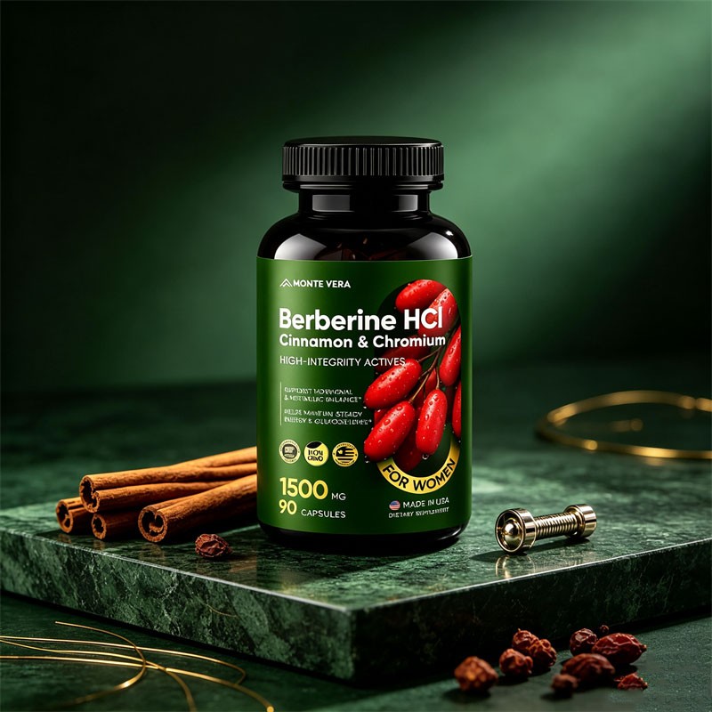 Berberine HCI 1500mg with Chromium Cinnamon Vegan Non-GMO Supplement 90 Capsules