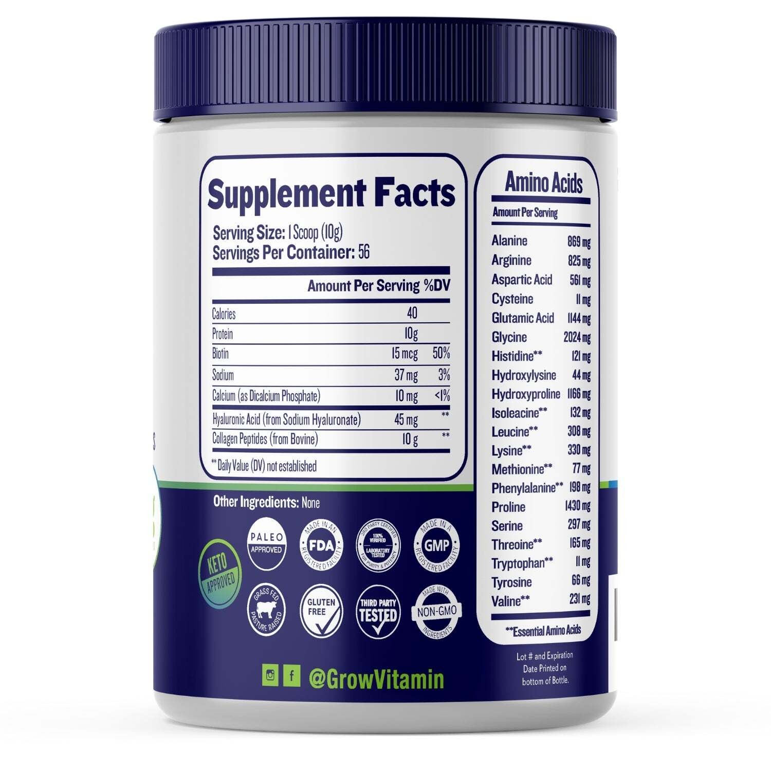 Collagen Peptides Powder with Biotin and Hyaluronic Acid