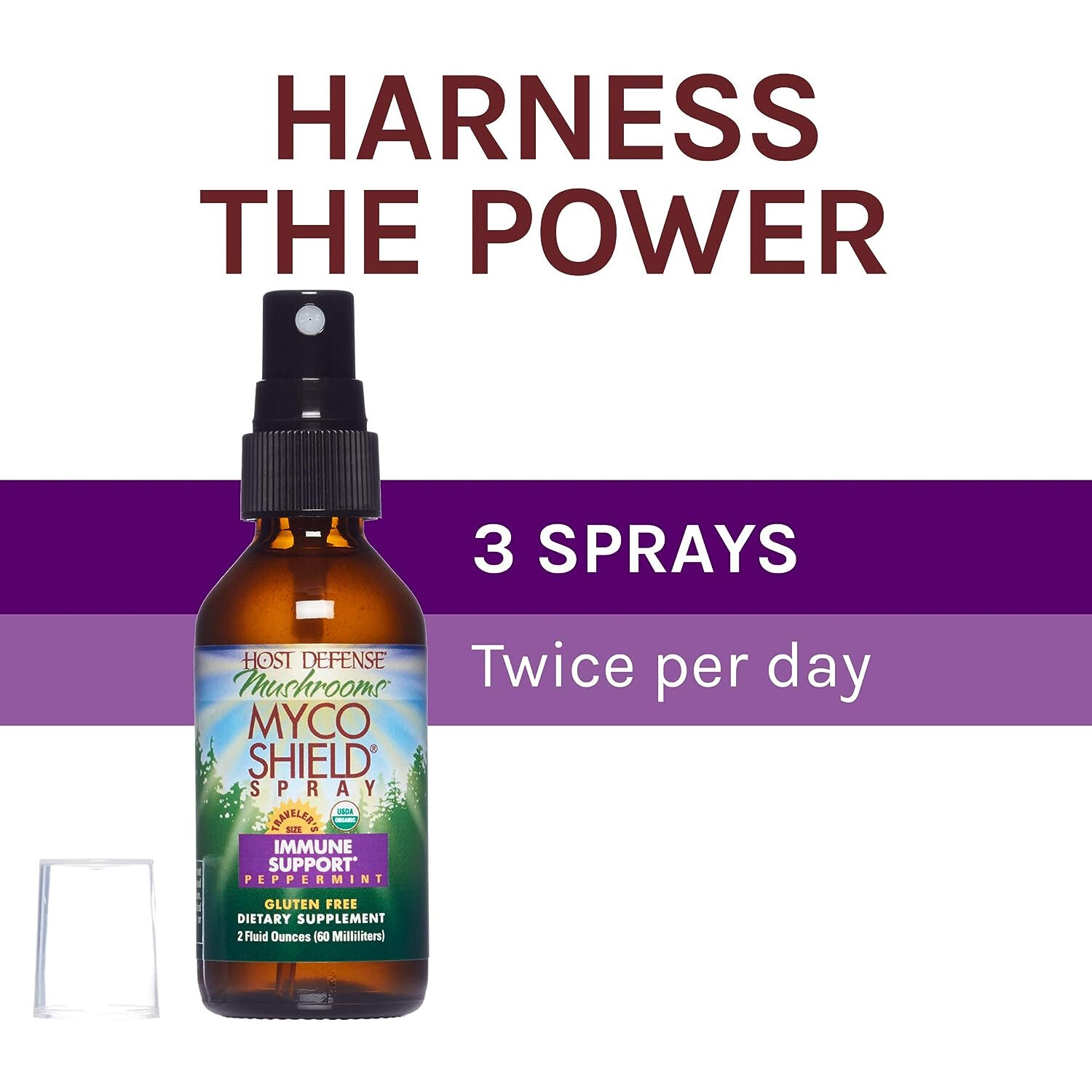 Host Defense MycoShield Spray, Immune Support, Peppermint, 2 Fluid Ounces