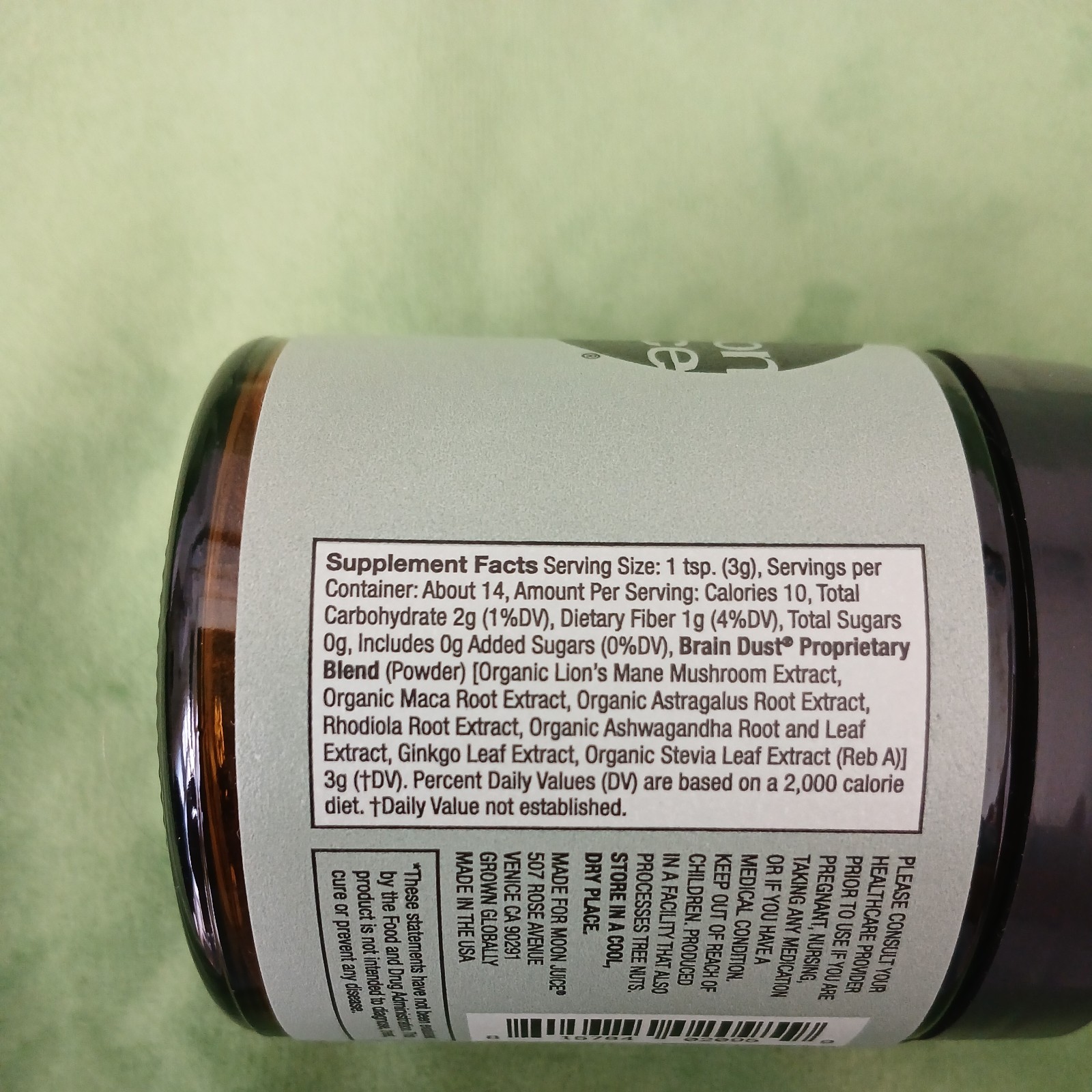 Moon Juice Brain Dust Nootropic Adaptogens for Focus Herbal Supplement, 1.5 oz