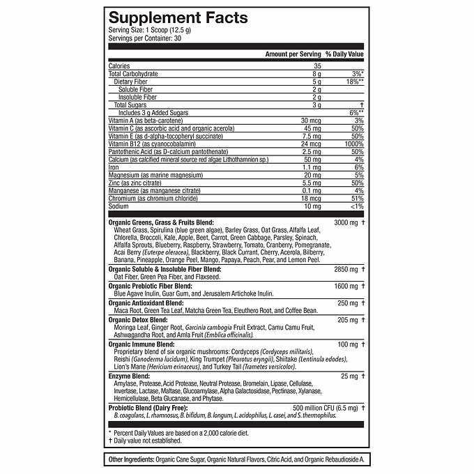 Terra Kai USDA Organic Juce Super Greens Fruit and Veggie Powder, 13.23 Ounces