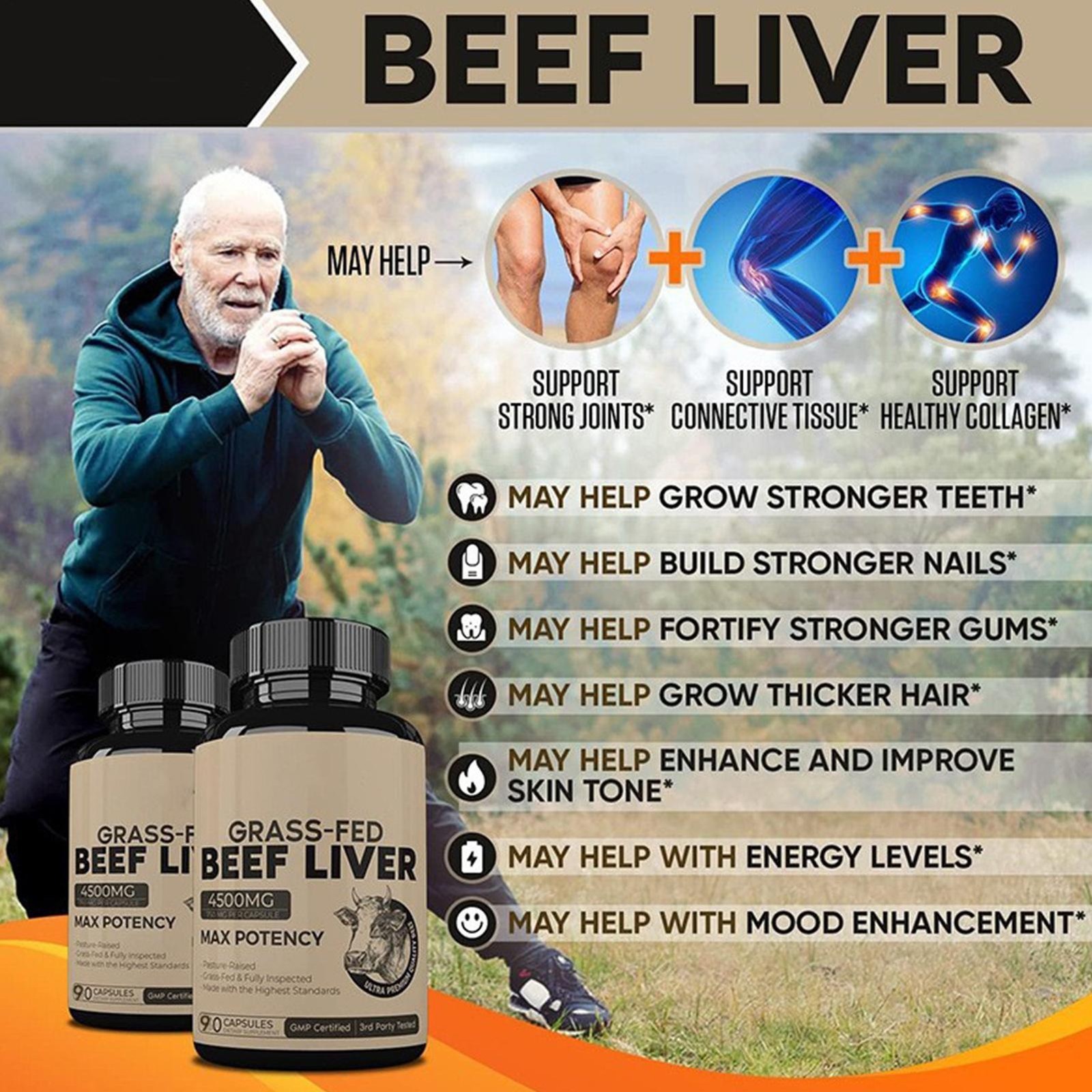 Grass Fed Beef Liver Capsules 4500mg 90 Count Dessicated Liver Supplement *1-2