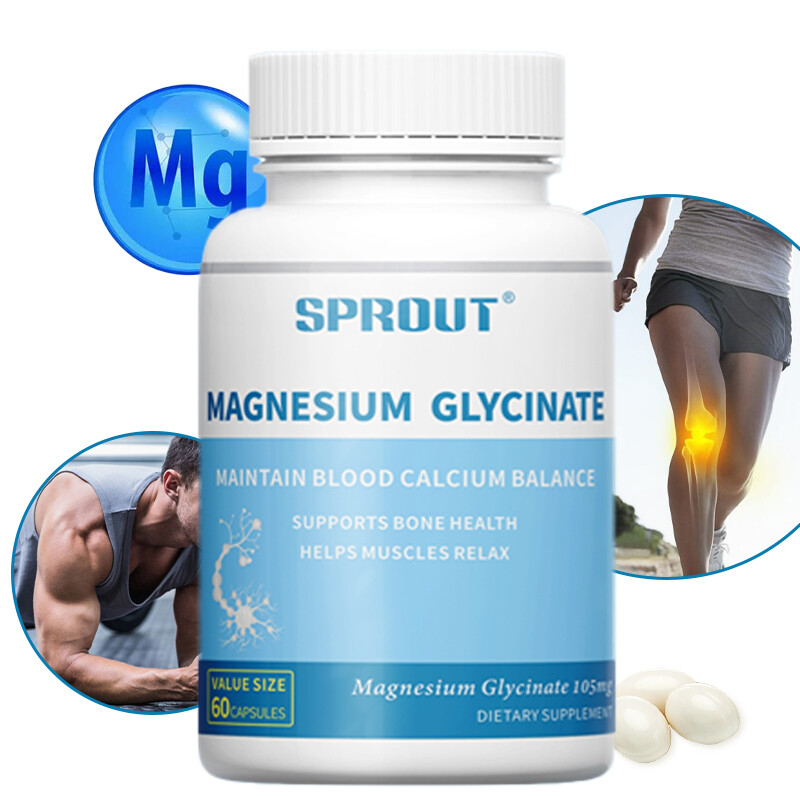 Magnesium Glycinate 105mg – 60 Capsules For Sleep, Stress Relief Support Bone