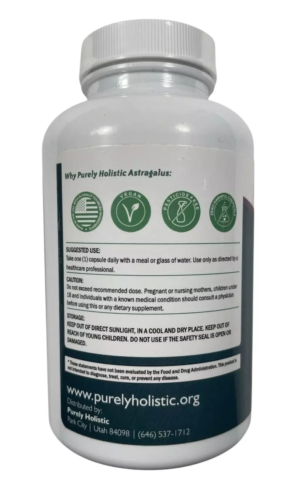 Purely Holistic Astragalus Astralgus – 5000 mg 250 capsules – Exp 12/26