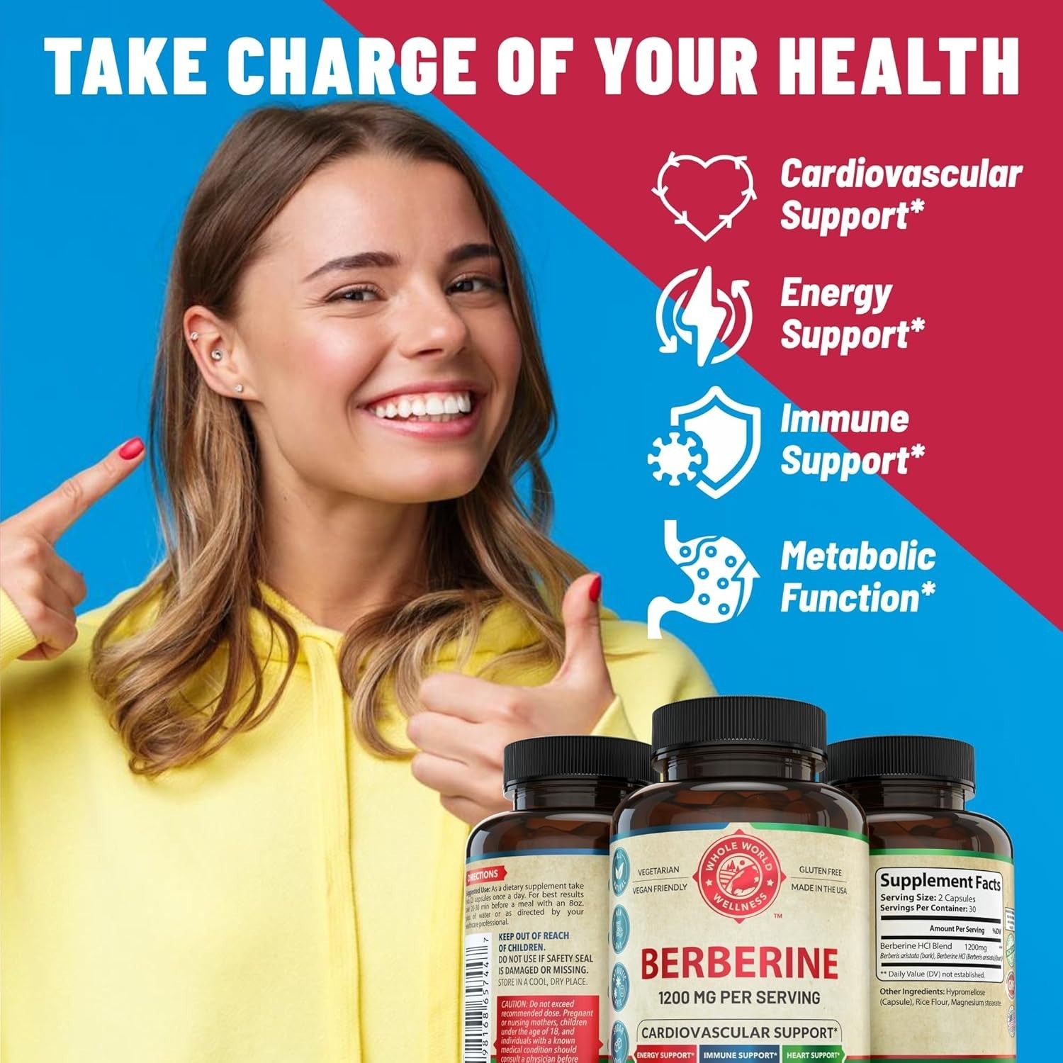 1200mg Berberine Herbal Health Capsules (60 Caps) exp:11/28