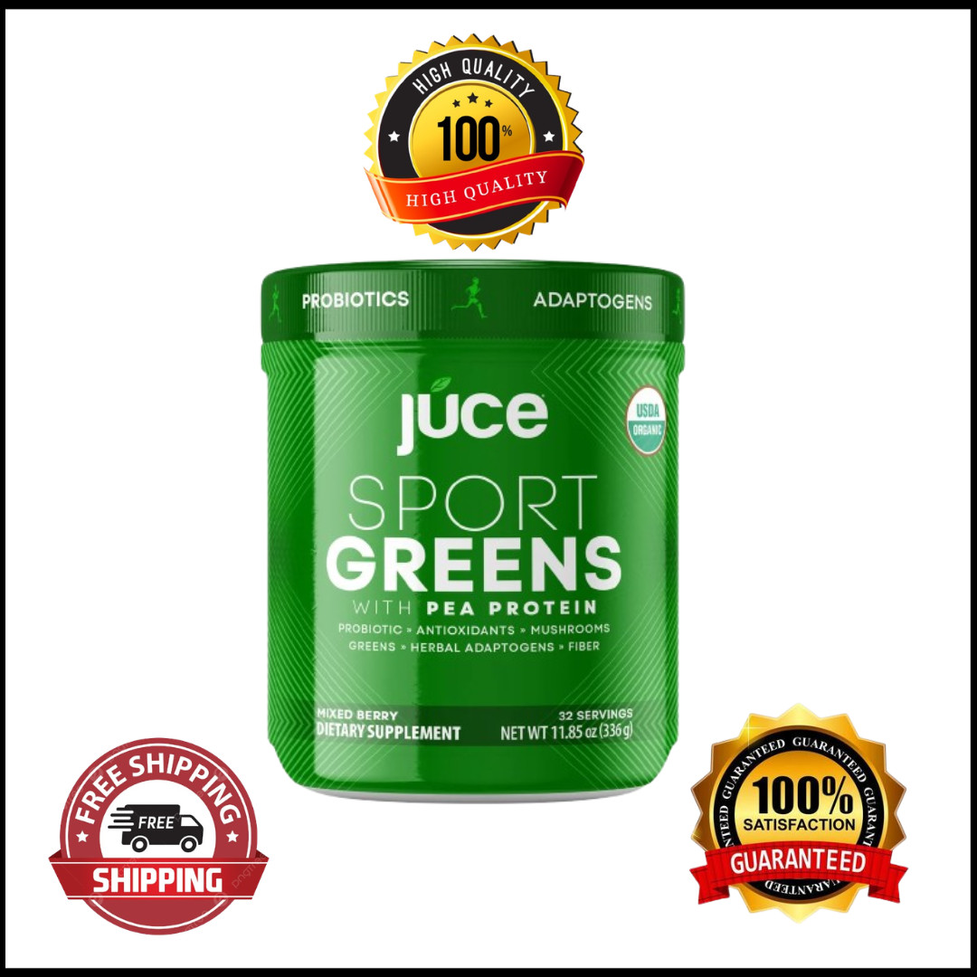 Juce Sports Greens Powder 32 Servings Organic Superfoods Vegan Greens & Protein