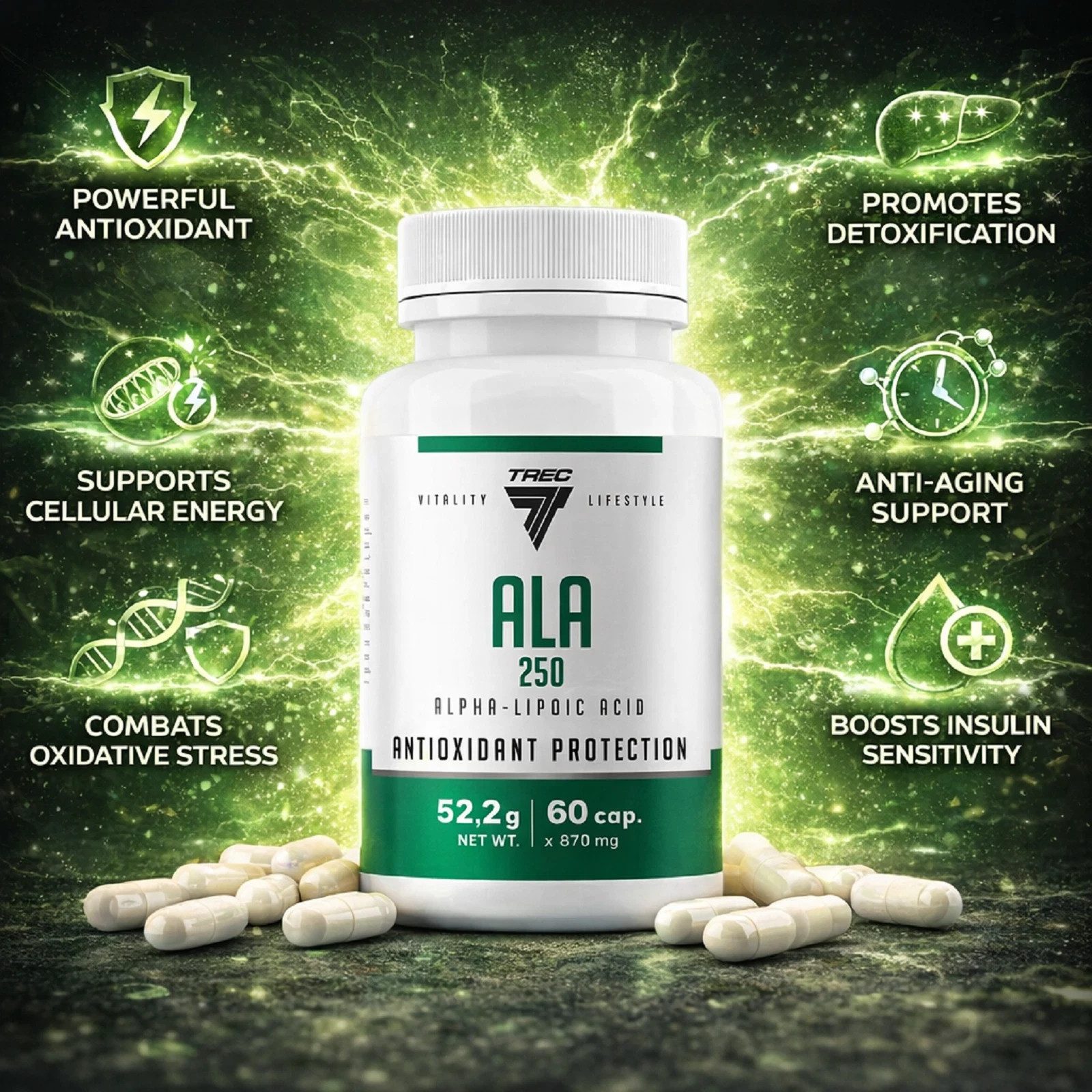 ALA 250 – TREC – 60-120 Capules – energy metabolism,supports energy production
