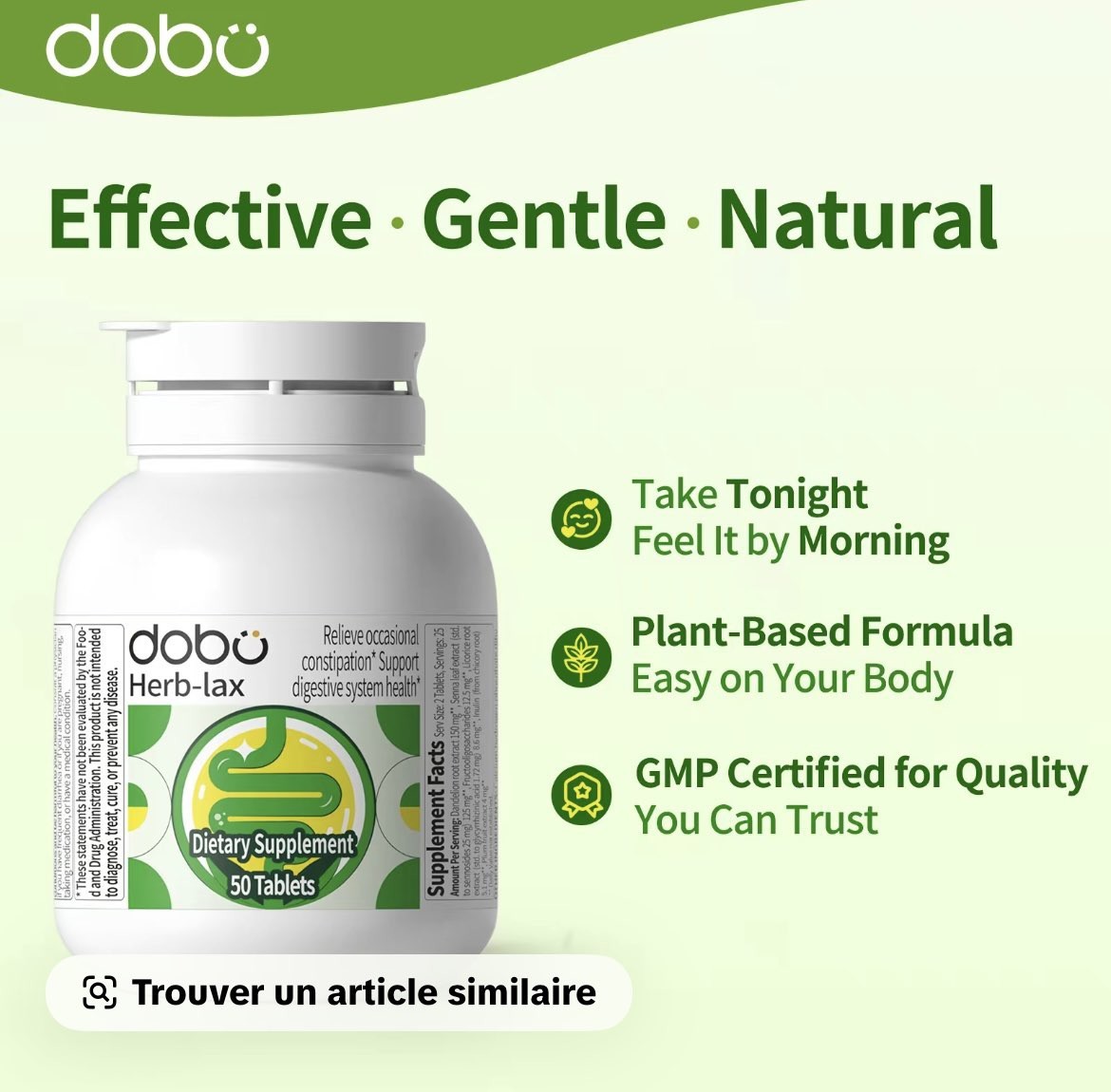 dobo Herb-lax Plant-Based Tablets 50 Constipation Relief & Digestive Health