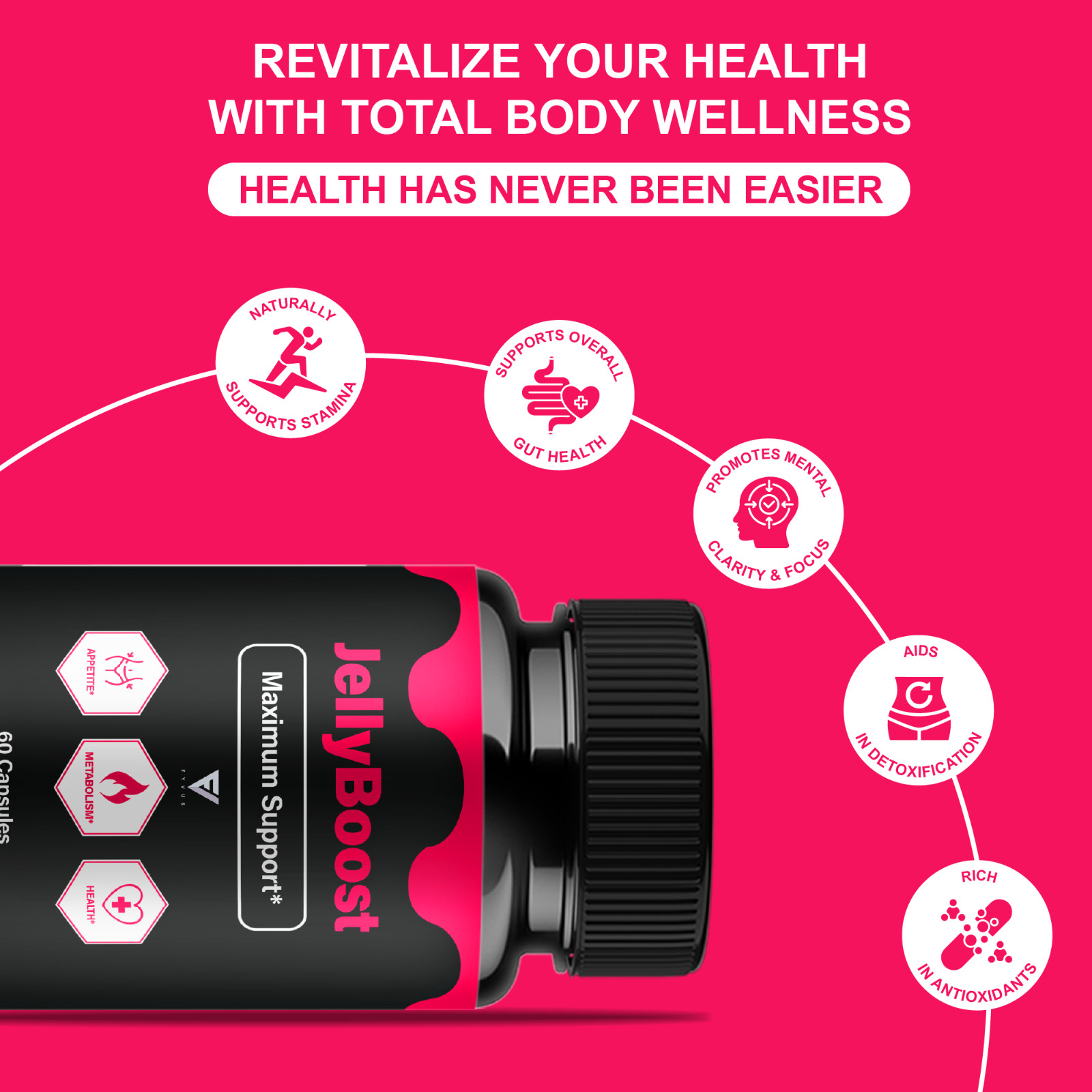 (3 Pack) Jelly Boost Maximum Support, JellyBoost Weight Health (180 Capsules)