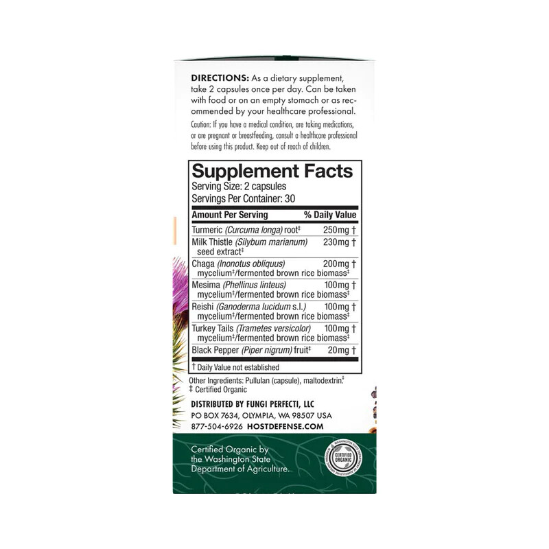 Host Defense Liver 60 ct- Liver, Detaxification, Vitality Milk, Thistle, Reishi