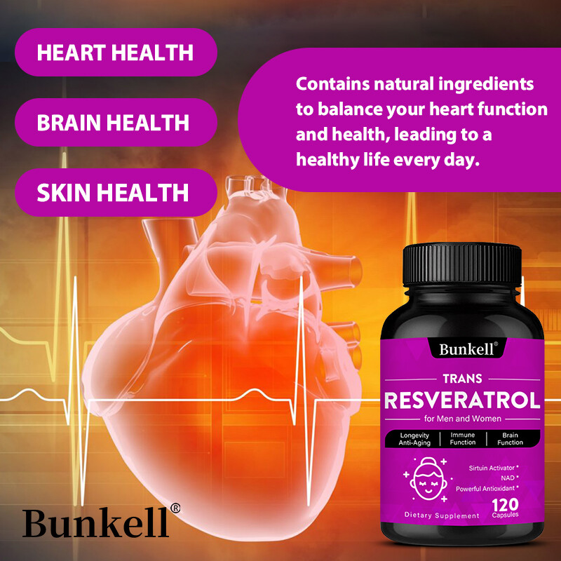 Resveratrol Capsules Anti-Aging Antioxidants, Brain & Immune Support