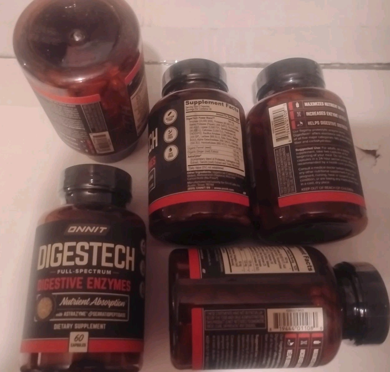 5 bottles of 60 Digesttech digestive enzymes dietary supplement full spectrum